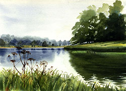 Blicking lake watercolour