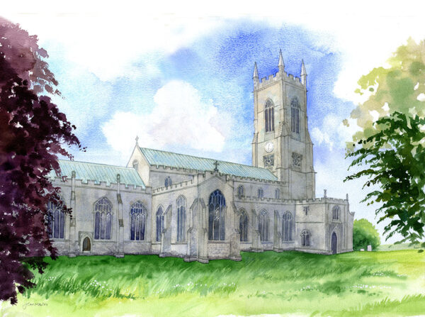 Salle church watercolour